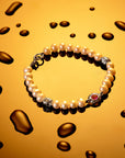 White Freshwater Pearl Bracelet with Pink Sapphire