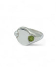 Green Sapphire & Freshwater Pearl Signet Ring