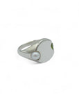 Green Sapphire & Freshwater Pearl Signet Ring